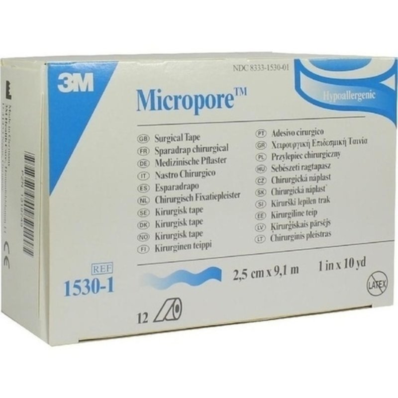 Micropore Vliespfl. 9,1mx2,5cm weiss 1530-1 12 ST PZN 01319749 - PK/12