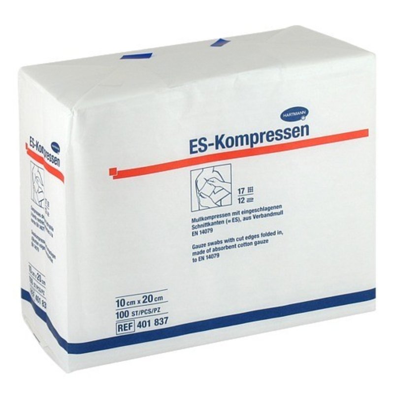 ES Kompressen steril 10x20cm 12fach 17 fädig PZN 01808997 - PK/100