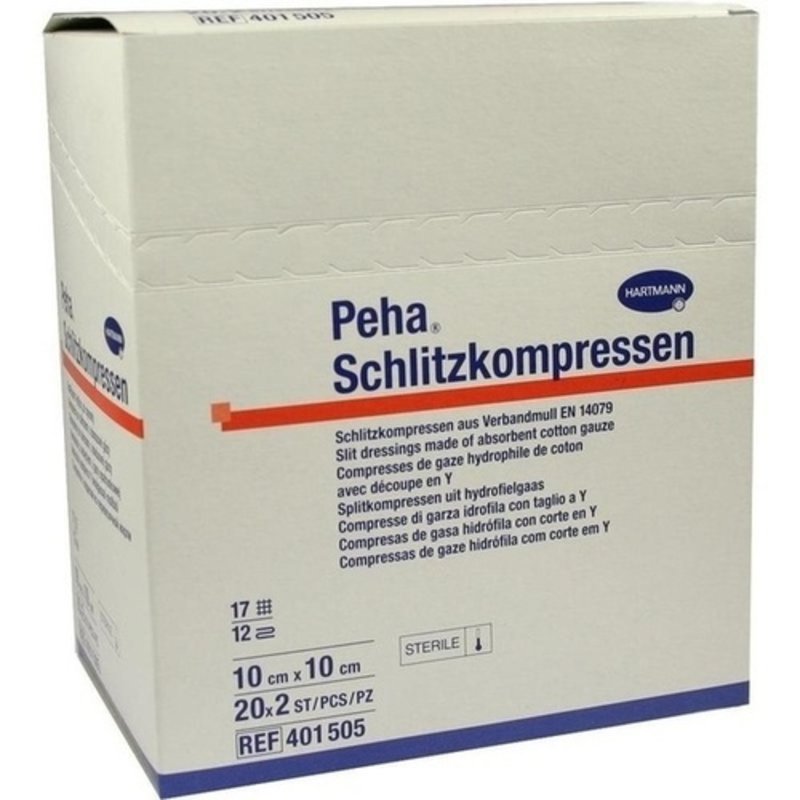 Peha Schlitzkompressen 10x10cm steril 20x2 ST PZN 02343744 - PK/2X20