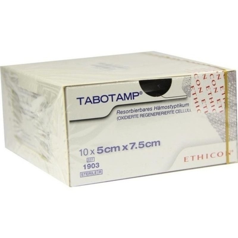 Tabotamp Hämostyptikum 5x7,5cm Wundgaze 10 ST PZN 02484580 - PK/10 - Nachfolger Surgicel 1903SK