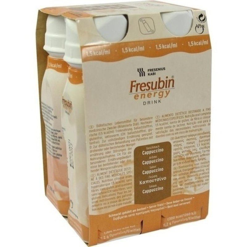 Fresubin Energy Drink Cappuccino Trinkflasche 4x200 ml PZN 03692748