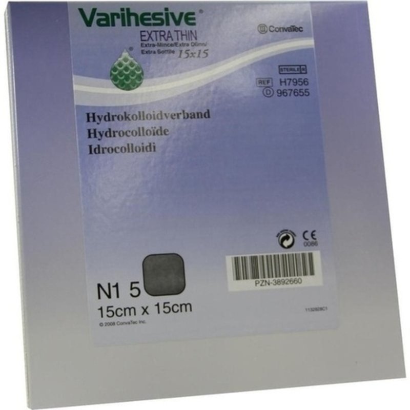 Varihesive extra dünn 15x15cm HKV hydroaktiv 5 ST PZN 03892660 - PK/5