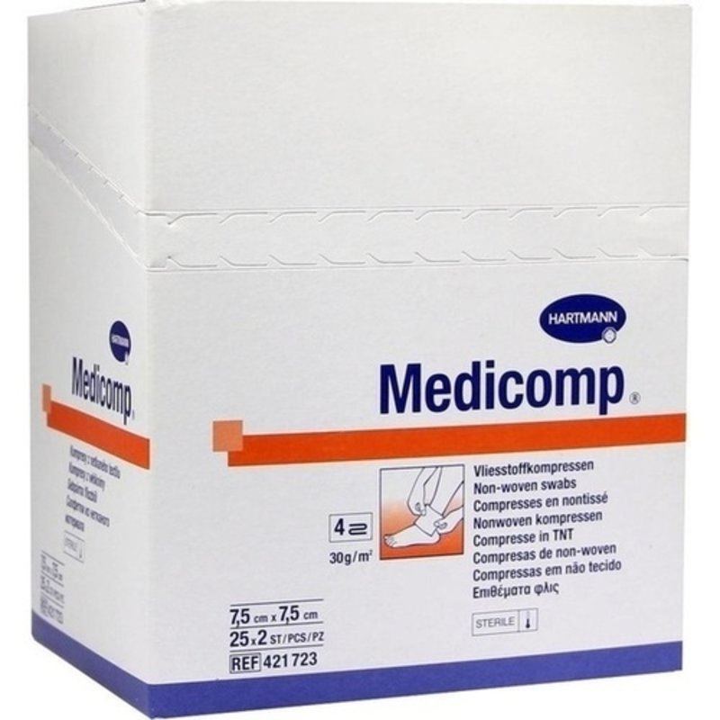 Medicomp Kompressen 7,5x7,5cm steril 25x2 ST PZN 04783795 - PK/25X2 -Nachfolge16585439