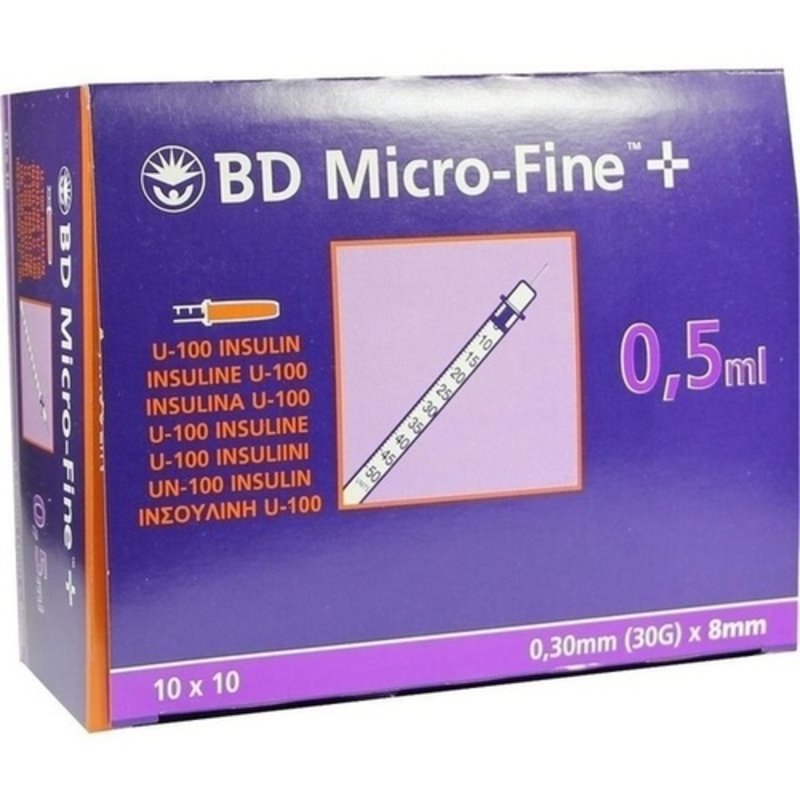 BD MicroFine+ U 100 Insulinspritzen 8mm 100x5 ml PZN 07468077 - PK/100