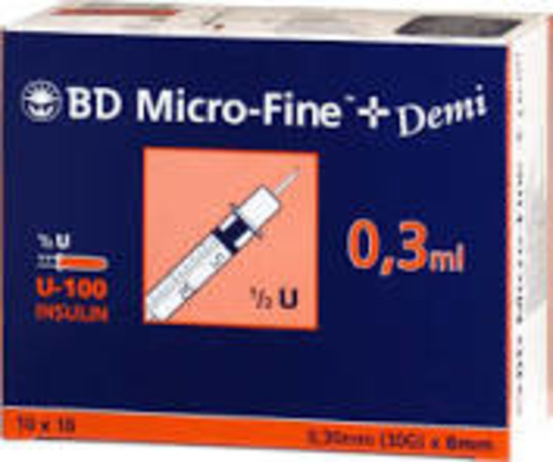 BD MicroFine+ U 100 Insulinspritzen 0,3x8mm 100 ST PZN 04144150 - PK/100