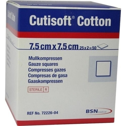 Cutisoft Cotton Kompr. 7,5x7,5cm steril 25x2 ST - PK/25X2 - Nachfolge-Artikel 7123702 Leukoplast Cotton steril