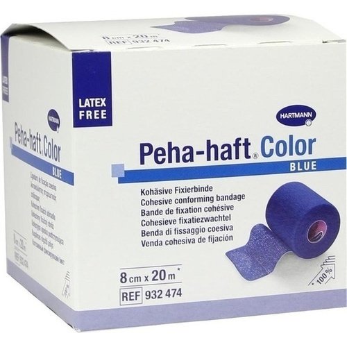 Peha Haft Color Fixierbinde latexf. 8cmx20m blau 1 ST PZN 08886546 - ST