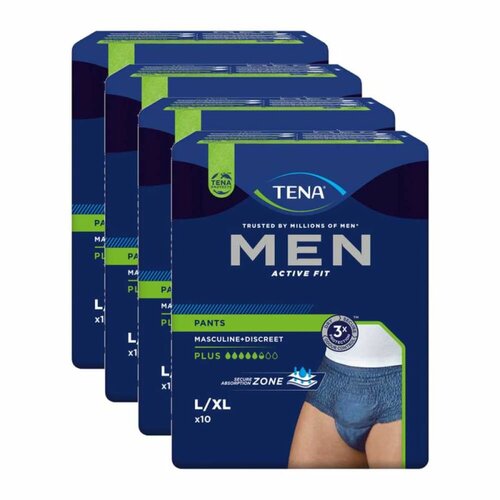 TENA Men Active Fit Pants Plus, Windelhose, Gr. L-XL im Sparpaket (4 x 10 Stk.)
