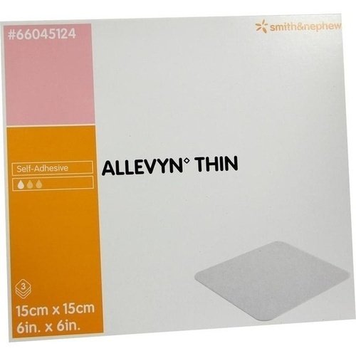 Allevyn Thin 15x15cm dünne Wundauflage 3 ST PZN 03126931 - PK/3