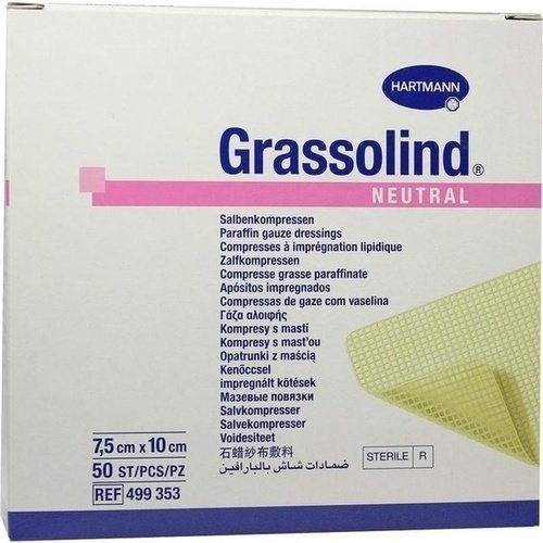 Grassolind Salbenkompressen 7,5x10cm steril 50 ST PZN 03245653 - PK/50