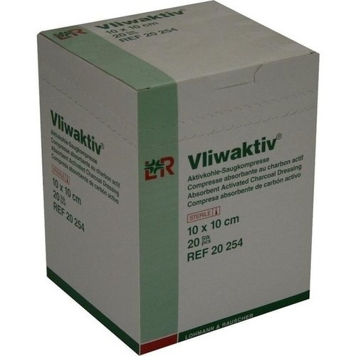 Vliwaktiv Aktivkohle-Saugkomp. 10x10cm steril 20 ST PZN 04464280 - PK/20