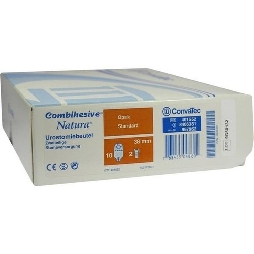 Combihesive Natura Uro.Btl. 38mm m.Hahn opak 967952 10 ST PZN 08406351 - PK/10